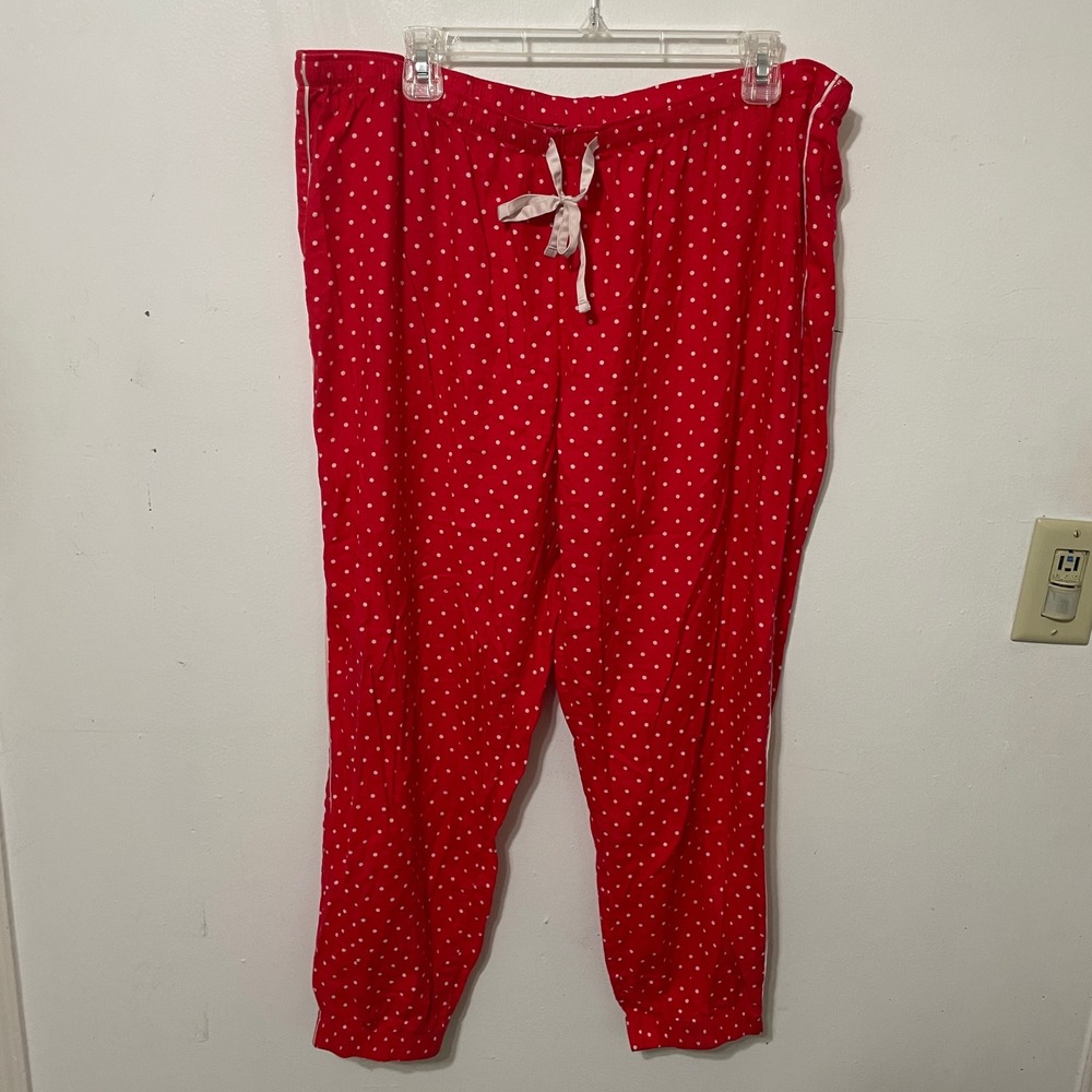 Victoria's‎ Secret Red Polka Dot Pajama Jogger Pants XL Drawstring Lounge Sleep